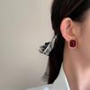 S925 Silver Needle Claret Red Vintage Hepburn Style Pearl Stud Earrings for Women
