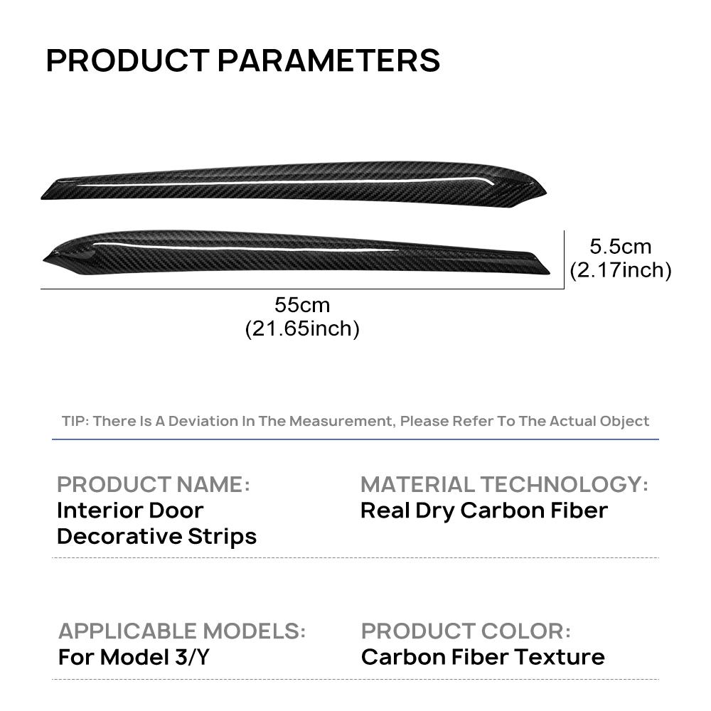 Car Front Door Inner Armrest Panel Cover Trim For Tesla Model 3 2021-2023 Model Y 2019-2023 Real Dry Carbon Fiber Accessories