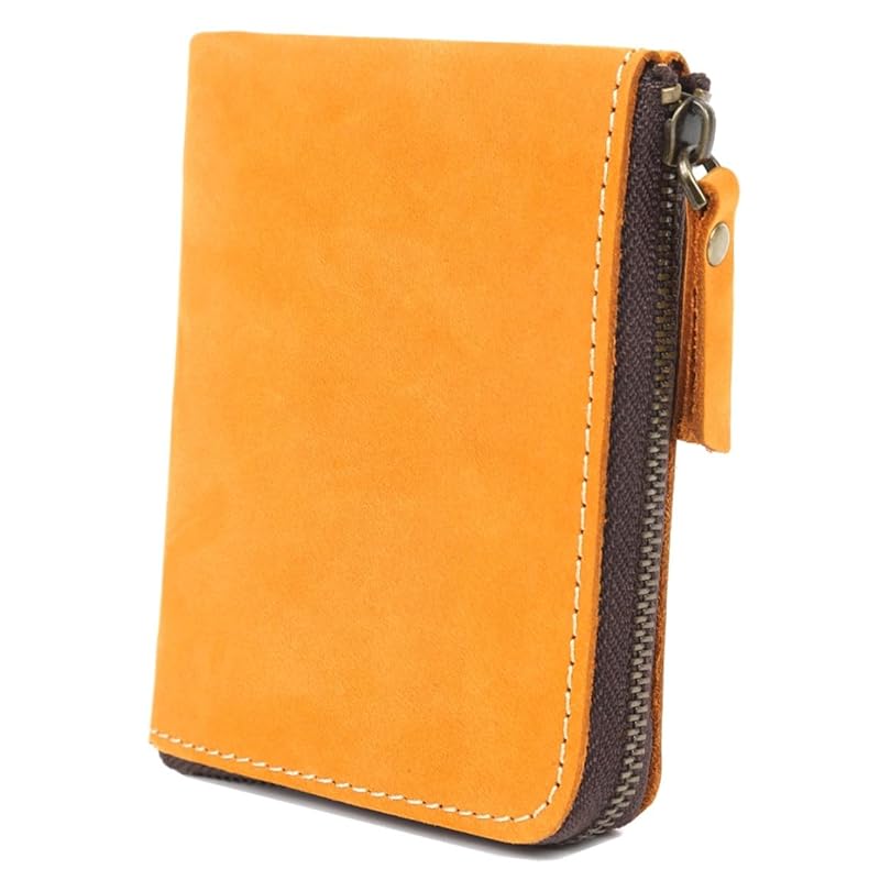 

[YuHaru] men s wallet genuine leather L-shaped zipper cowhide leather camel