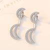 BELLA BOX S925 Sterling Silver Needle Zircon Moon Earrings - A Pair Of High-end Earrings For Women With Two Stud Earrings
