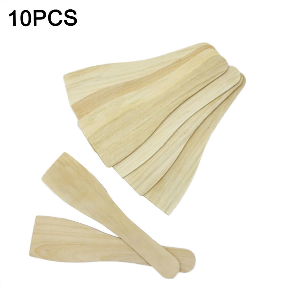 10PCS Natural Wooden Pot Kitchen Cooking Utensils Non Stick Pancake Turner Long Handle Spatula