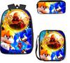 Cartoon Sonic Backpack, Primary And Secondary School Schoolbag, Messenger Bag, Pencil Case Three-Piece Set