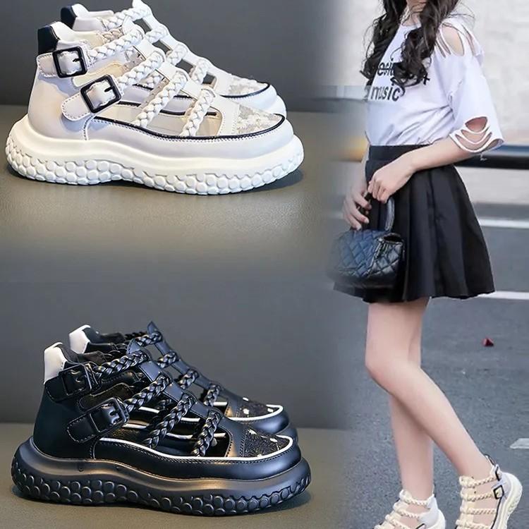 Girls sandals summer 2025 new popular children girls sports princess foreign style Internet celebrity Roman shoes big children