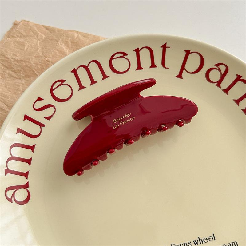 Korean Women Large Red Bright Color Acetate Hair Claws Barrettes Hairpins Ponytail Hair Clips Girls Hair Accessories Shark Clip