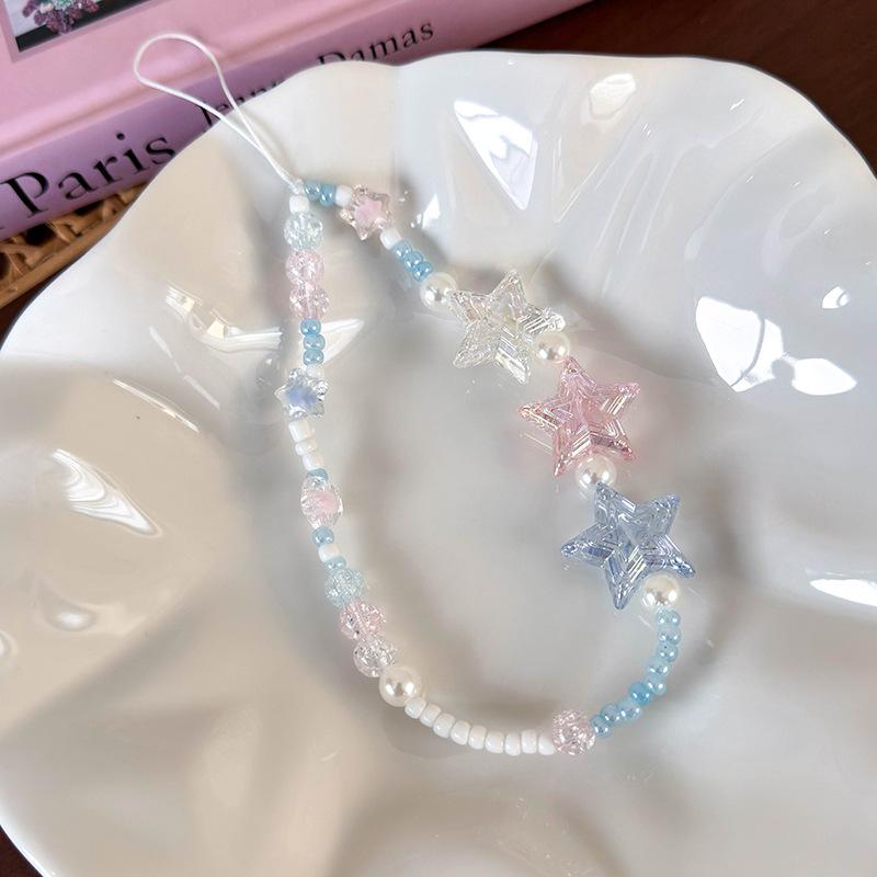 Fashion Blue Series Women Phone Charm Summer Ocean Short Phone Straps for Girls Lovely Retro Schoolbag Pendant Phone Accessories