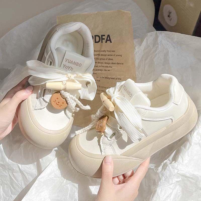 Milk Tea Ugly Cute Platform Big Head Shoes Women's Autumn New Versatile Niche Casual Bread Little White Board Shoes