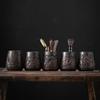 High-end Purple Pottery Tea Ceremony Six Gentlemen  Hand Carving Pottery Blackwood Solid  Kung Fu Tea Set Accessorie