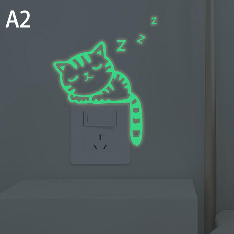 

Мультфильм светящийся выключатель наклейка на темной стене наклейки домашний декор детская комната украшение зеленый желтый синий свет