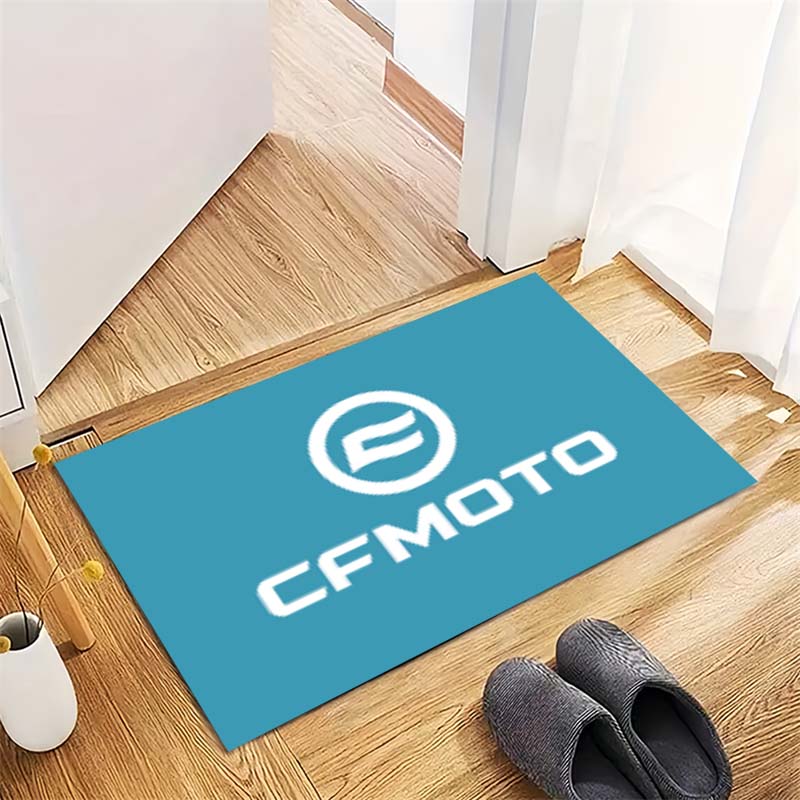 Motorcycle Brand Minimalist Blue Logo Print Area Rug, Non‑Slip Floor Mat for Garage Living Room Home Decoration