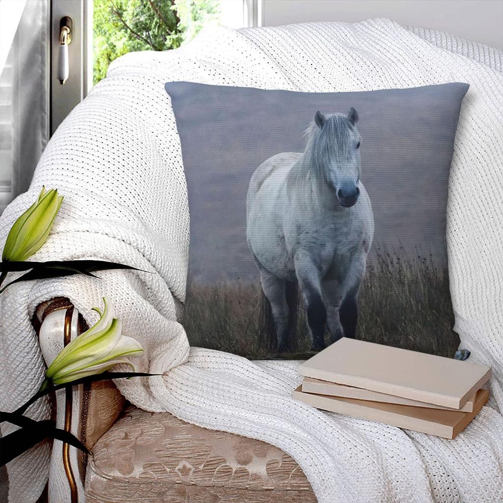 Schottisches Highland Pony Quadratische Kissenhülle Polyester Leinen Samt Kreativ Reißverschluss Dekoratives Bettkissenbezug 18"