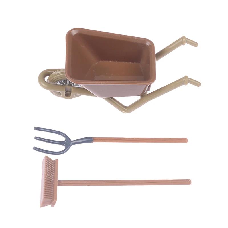 1/12 Dollhouse Miniature Simulation Hoe Farm Axe Spade Shovel Hoe Rake Watering Pot Hammer Farm Gardening Tools Accessories Set