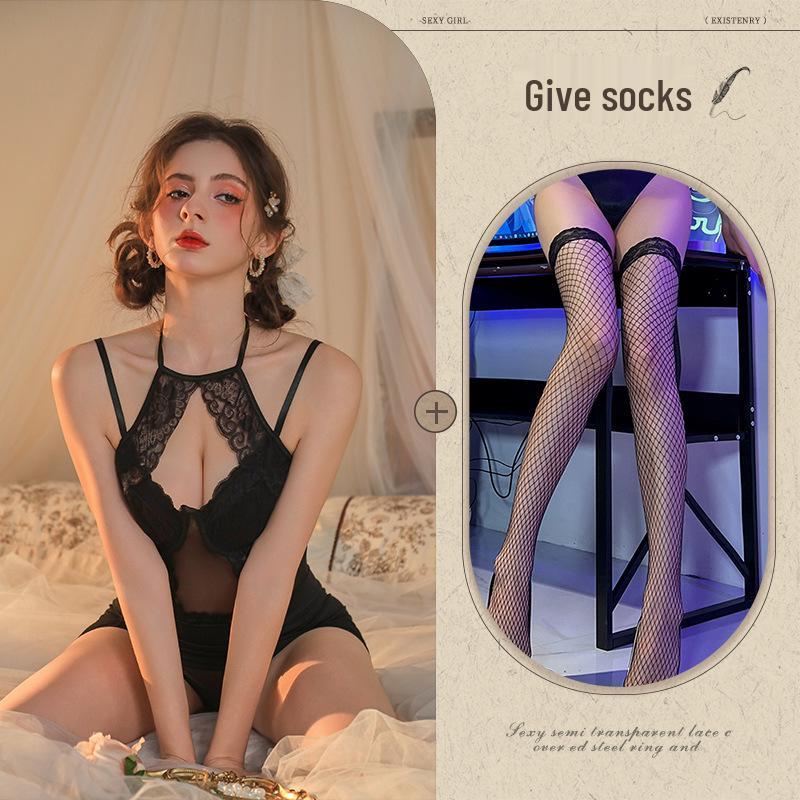 Xiang Sexy Lingerie: Sweet & Spicy Halter Lace Bodysuit