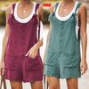 Lässiger Sommer Einfarbig Locker Träger Jumpsuit für Damen Femme Jumpsuit Shorts