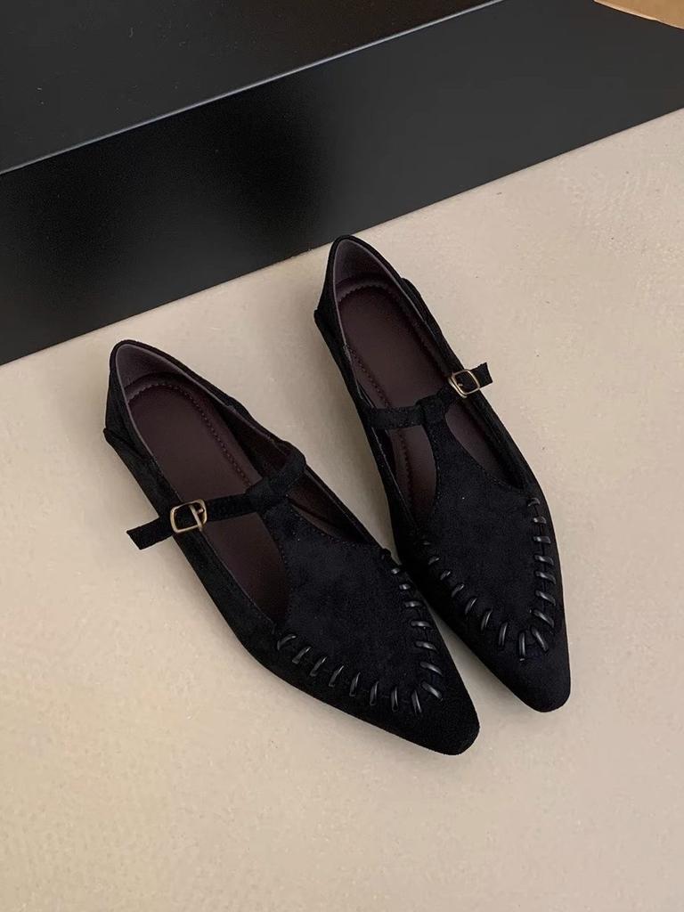 French British Style Women's Shoes, Suede Mary Jane Shoes, 2025 Fall/winter New Soft-soled Shoes, Retro Single Shoes, Flat Shoes