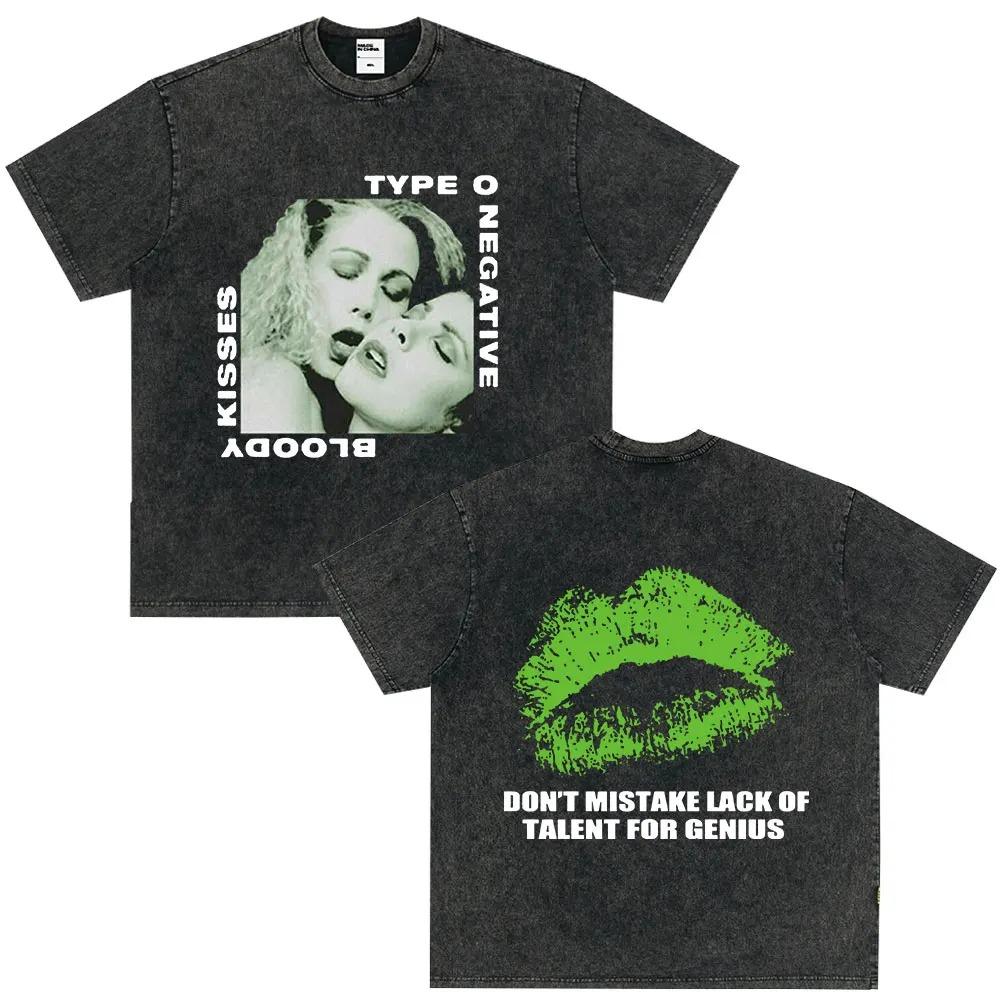 

Rock Band Type O Negative The Green Unisex Vintage Washed Cotton Print TShirt Unisex Women Gothic Metal Fashion Summer Oversized Tees S