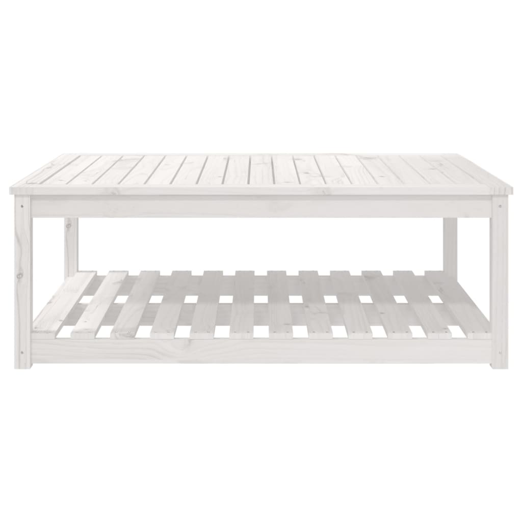 Vidaxl Garden Table, White, 121X82.5X45 Cm, Solid Pine Wood