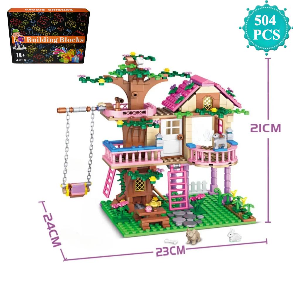 Dream City Friendship Tree House Princess Castle Building Blocks Model Figures Garden Diy Toys For Girl Birthday Gift