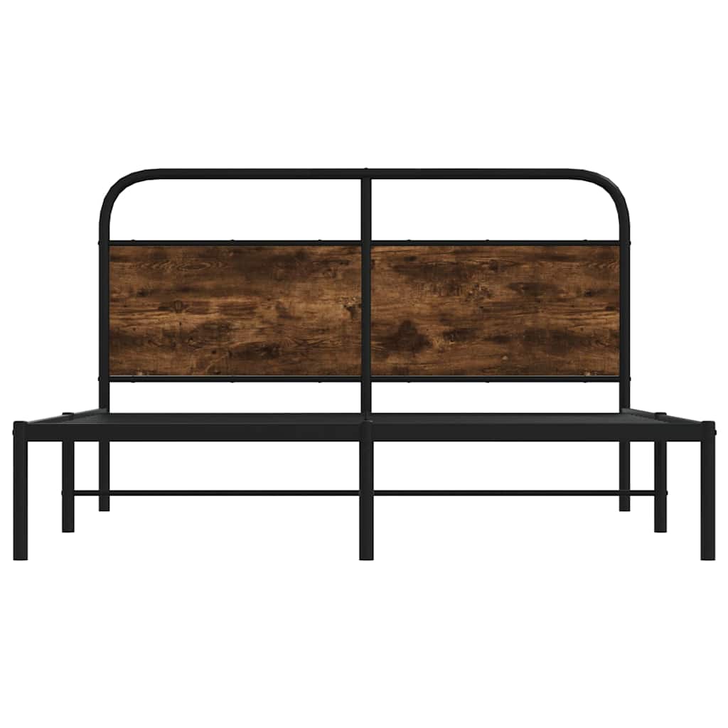 Bed Frame Without Mattress 120 X 190 Cm Smoked Oak Wood Based Material