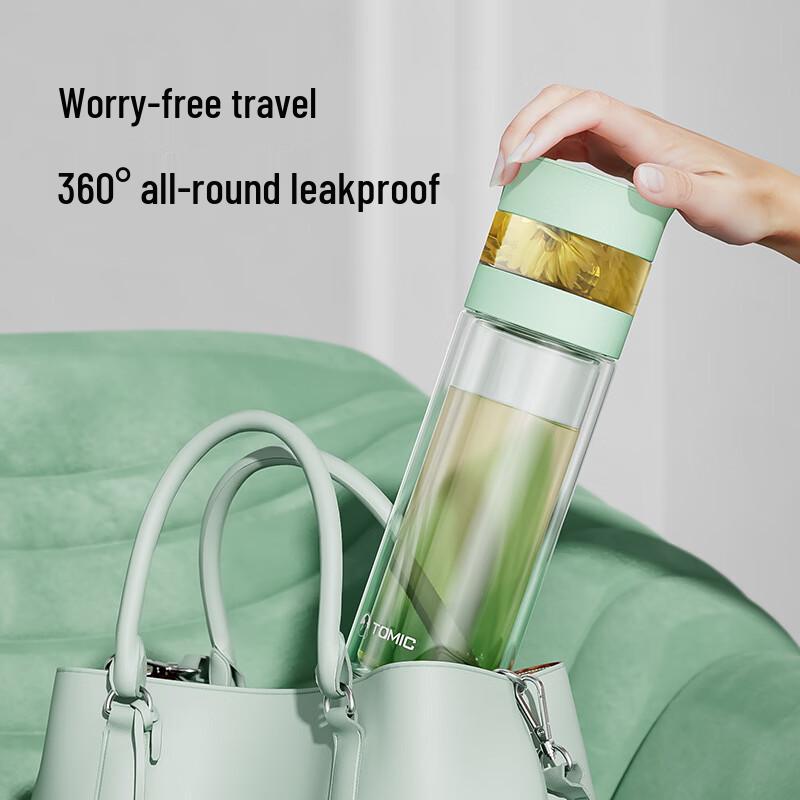 TOMIC Double Wall Glass Tea Infuser Bottle