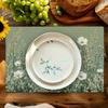 [Sage Green Floral Table] 4pcs/6pcs Sage Green Floral Nebula Pattern Table, 12x18inch Vintage Washable Seasonal Dining Table Decoration