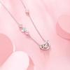 Love Heartbeat Necklace Fashion Pink Zircon Heart-Shaped Women'S Pendant Light Luxury Niche Sweet Cool Light Luxury Style Collarbone Chain Quality