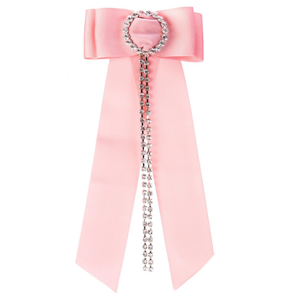Double-layer Bowknot Corsage Brooch Breastpin Alloy Inlaid Artificial Gems Lady Women Valentine Gift