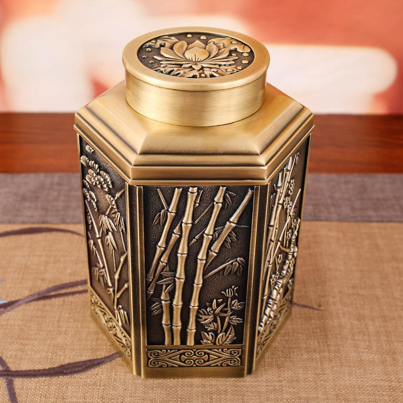 Metal tea cans are sealed and moisture-proof, household antique tea boxes, boutique high-end cans, empty boxes, storage tanks, gift boxes.