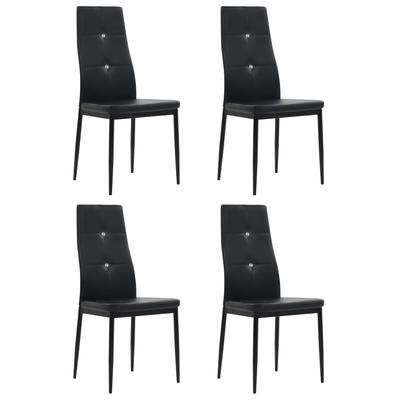 Vidaxl Dining Chairs, 4 Pcs, Black, Upholstered In Faux Leather