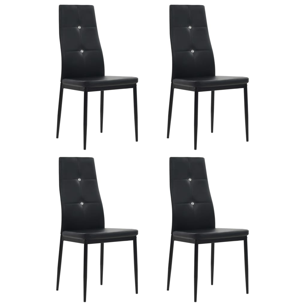 Vidaxl Dining Chairs, 4 Pcs, Black, Upholstered In Faux Leather