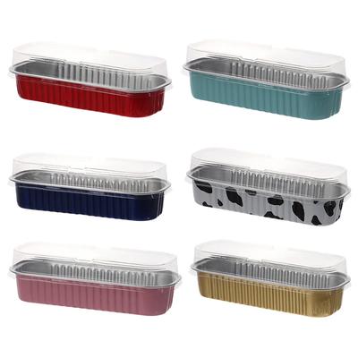 10pcs 200ml Aluminum Foil Loaf Pans With Lids Rectangle Non-Stick Baking Tins Bread Packing Container Disposable Bakeware Molds