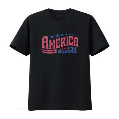 Vintage Retro America The Beautiful Patriotic Star Print Casual T Shirt Vintage Washed Stylish Comfortable Soft Unisex