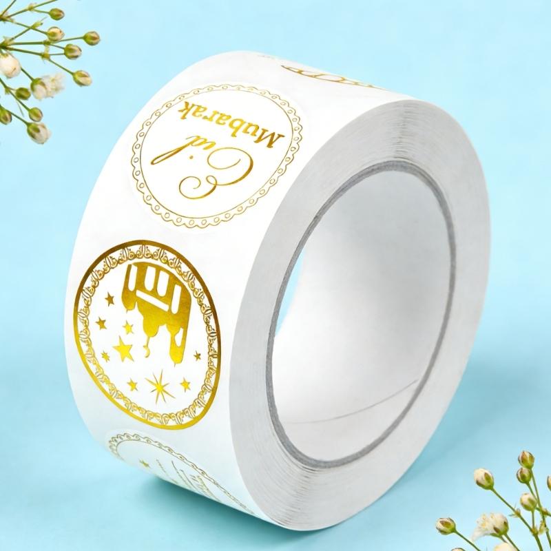 500 Sheets Scrapbooking Eid Mubarak Sticker, Envelope Gift Label Decorative Sticker, Gift Packaging Decorations Sticker