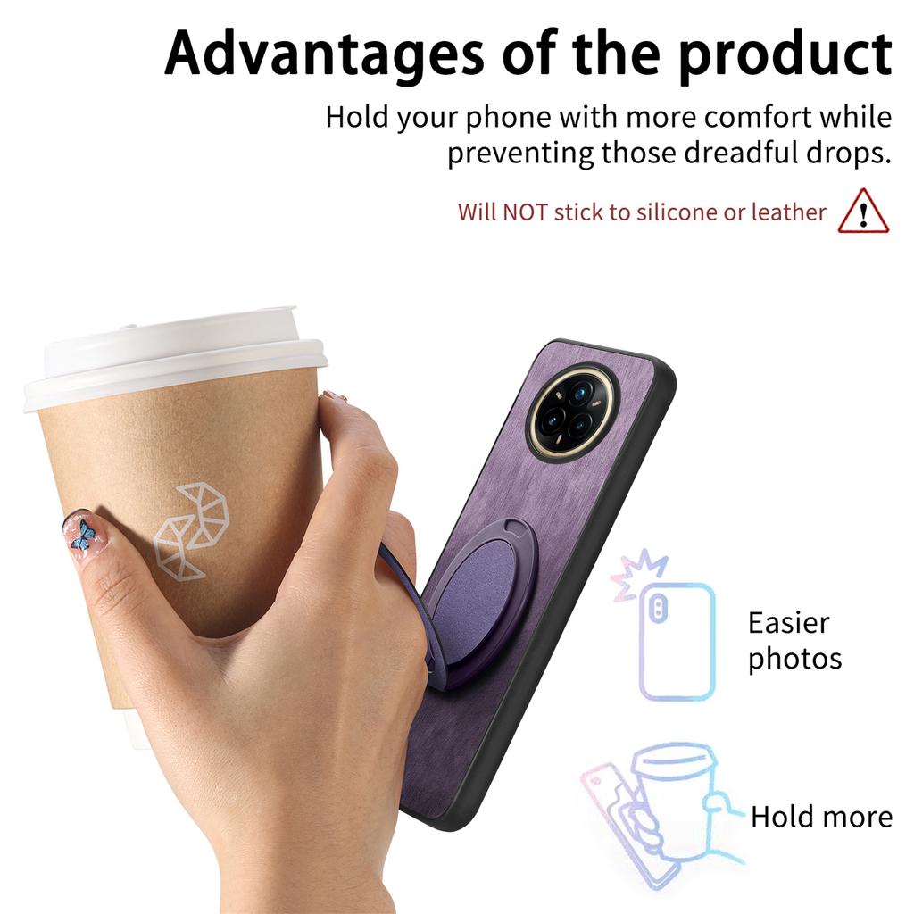 Etui na telefon Realme 14 Pro 5G z obrotową podpórką, odprężające, retro skórzane etui na tył