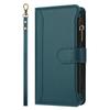 For Samsung Galaxy S24 Ultra Leather Case 9 Card Slots Zipper Wallet Stand Phone Cover with Wrist Strap