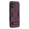 For iPhone 16 Kickstand Case Compatible with MagSafe PC+TPU+PU Phone Back Cover