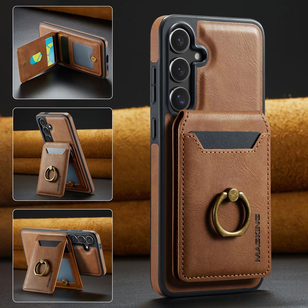 2 in 1 Detachable Cards Solt Leather Phone Case For Samsung S26 Ultra S25 S24 Plus For Magsafe Wireless Charging Wallet Cover