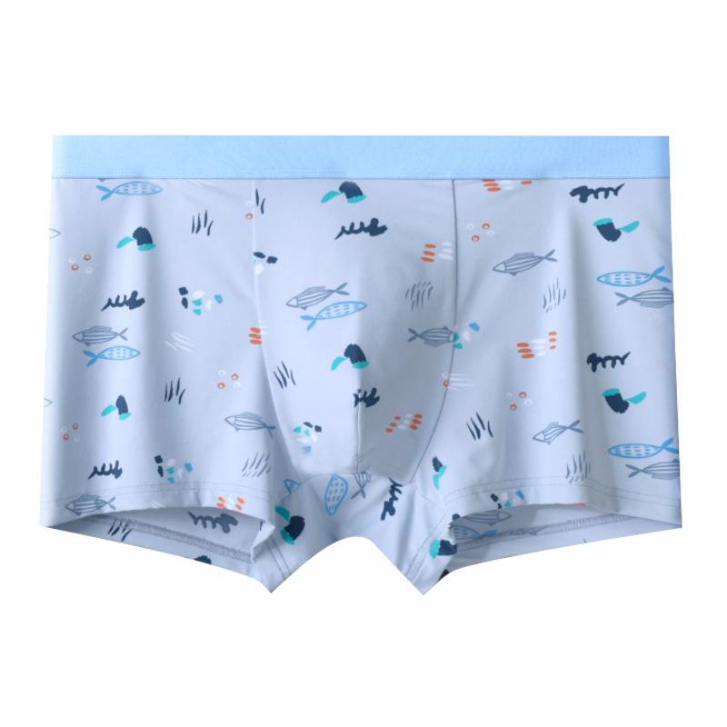 Men's  Ice Silk Underwear Flat Corner Summer Printed Thin Ice Cool Underwear