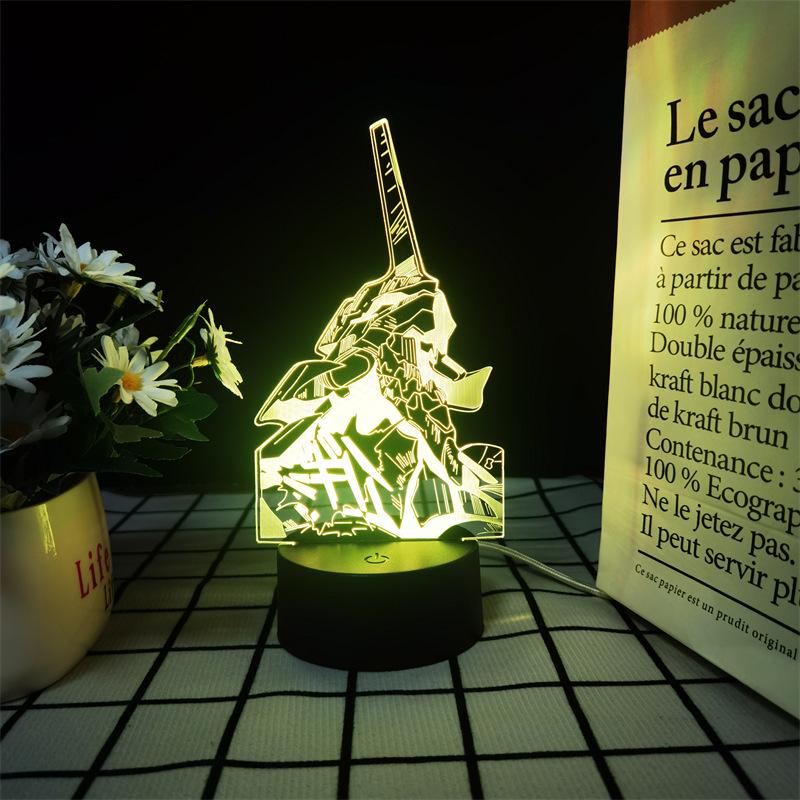 Lumină de noapte LED Neon Genesis Evangelion: Figura colorată din acrilic 3D cu telecomandă la atingere