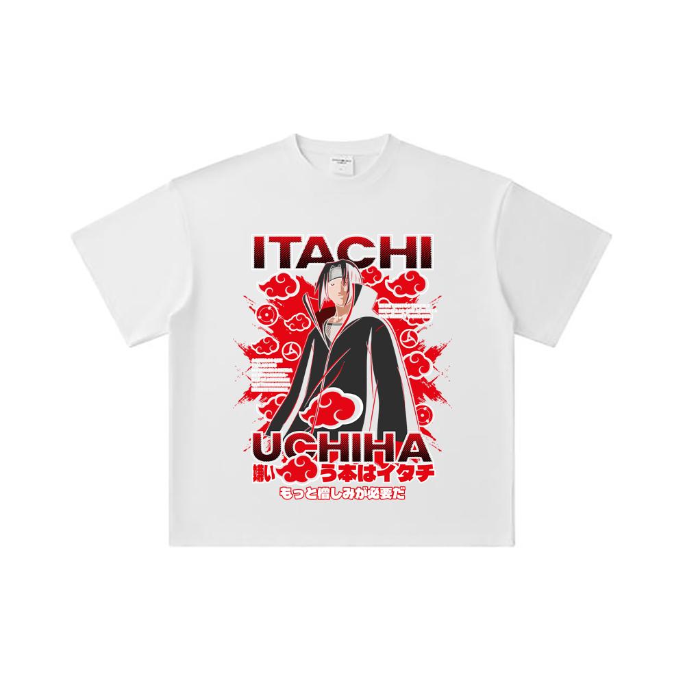 260 GSM Double Yarn 32 Count 100% Cotton Naruto V22 Itachi Print Unisex Heavy Cotton T Shirt
