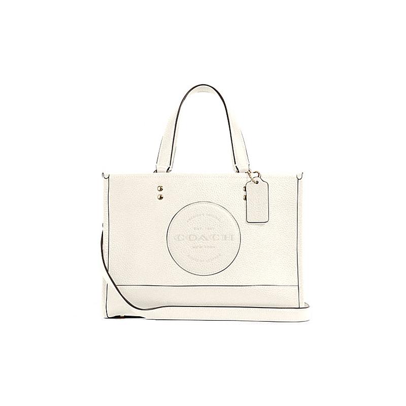 

COACH Dempsey 30 solid color large capacity pebbled leather tote bag tote bag shopping bag shoulder bag crossbody bag handbag large size women s white білий