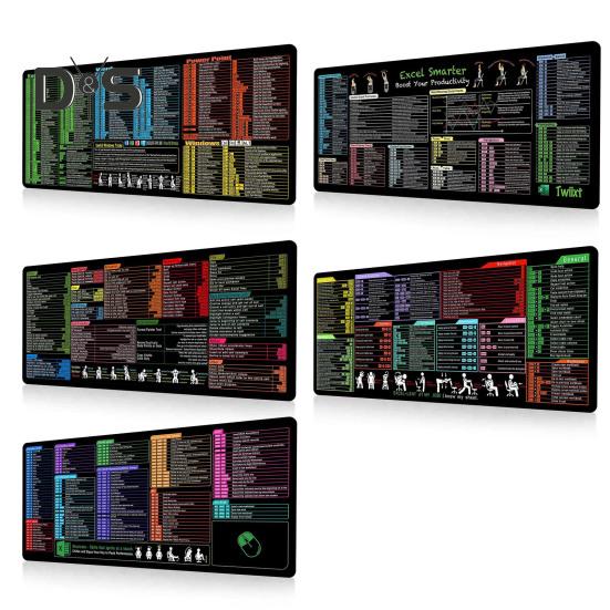 Alfombrilla de ratón portátil para ordenador, impermeable, para oficina, PowerPoint, Excel, Word, teclas de acceso directo, alfombrilla de escritorio antideslizante, accesorios para PC