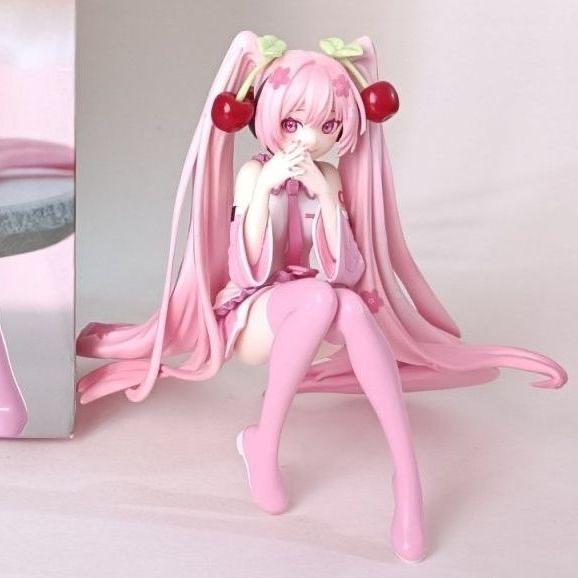 Персонаж Хатсунэ Мику розовая фигурка - коллекционная игрушка аниме-персонажа, детская кукла, подарок, 14 см розовый