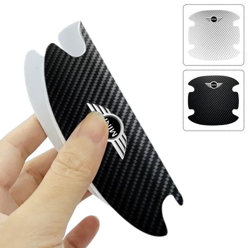 CCM1 For BMW M 4PCS Carbon Fiber Car Door Handle Protection Sticker Emblem Accessories For MINI Cooper Fridge One F56 R56 R57 R58 R59