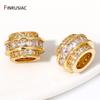 18K Gold Plated Spacer Beads,Brass Big Hole Cubic Zirconia Tube Beads,Loose Beads Separators For Bracelet,Jewelry Supplies