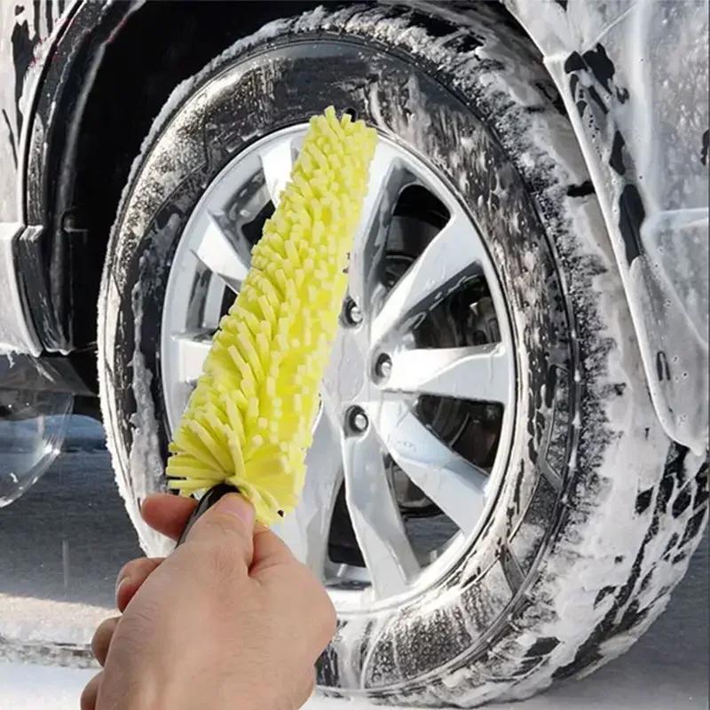 29cm Sponge Brush with Handle - Motorcycle Wheel Rim, Car Hubcap & Bicycle Cleaner (Auto Detailing Tool)