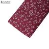 ZANZEA Women Floral Print Casual Round Neck 3/4 Sleeve Cotton Dress