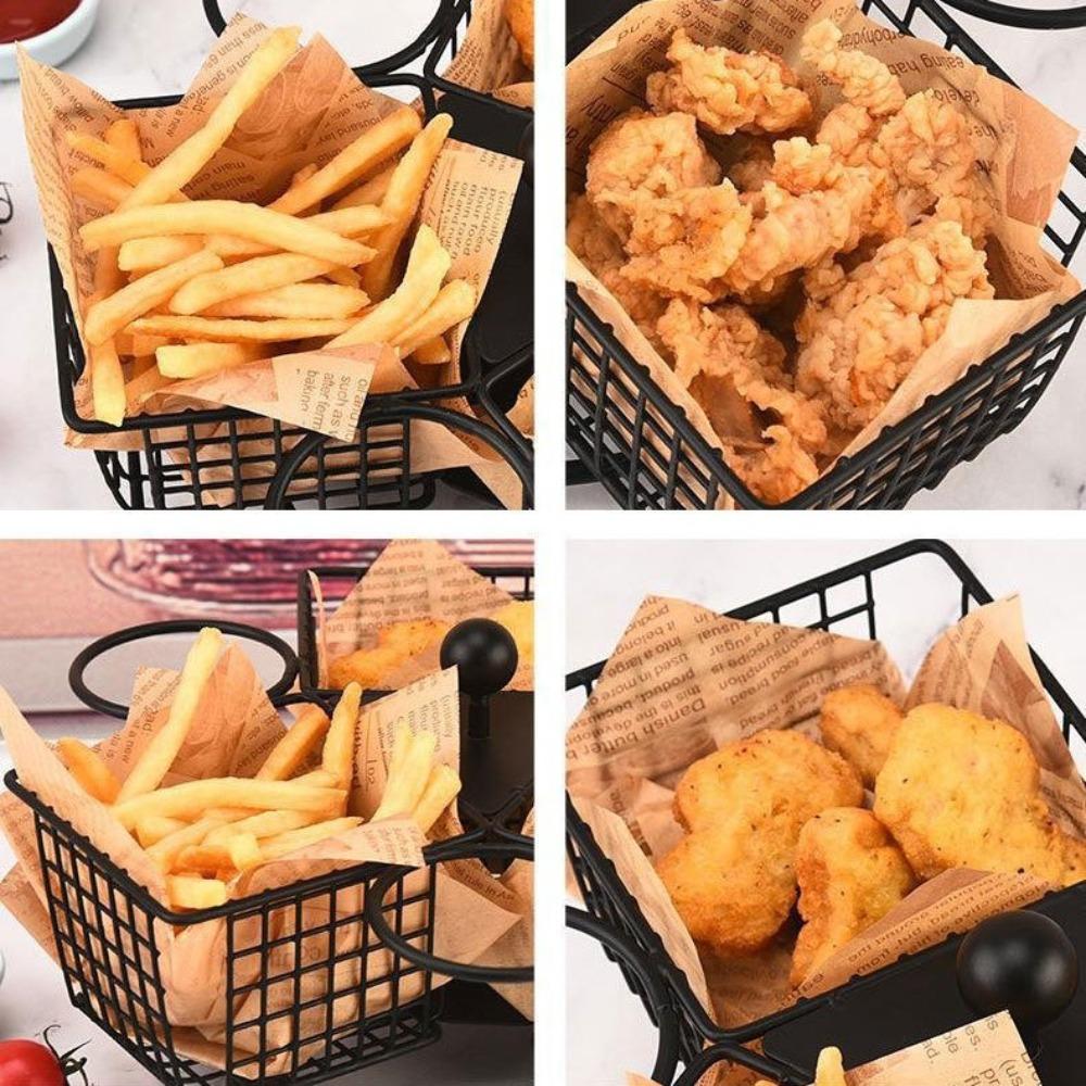 Stabiler drehbarer Pommeskorb mit Dip-Becher Frittierkorb Snackkorb Restaurant