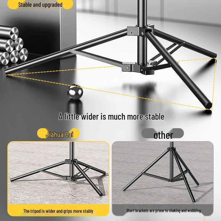 2.1-Meter Portable Floor Tripod with Fill Light for Outdoor Live Streaming & Vlogging