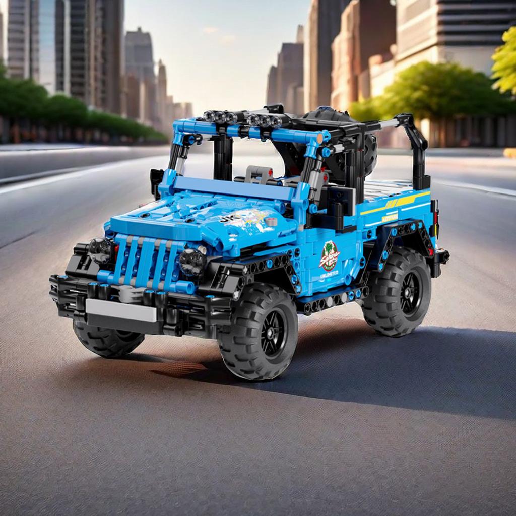 Non-Toxic 876Pcs Blue Off-Road Vehicle Building Blocks Toys Model Off Road Vehicle Assemble Puzzle Bricks Toy Sets For Kid Ornament Gifts