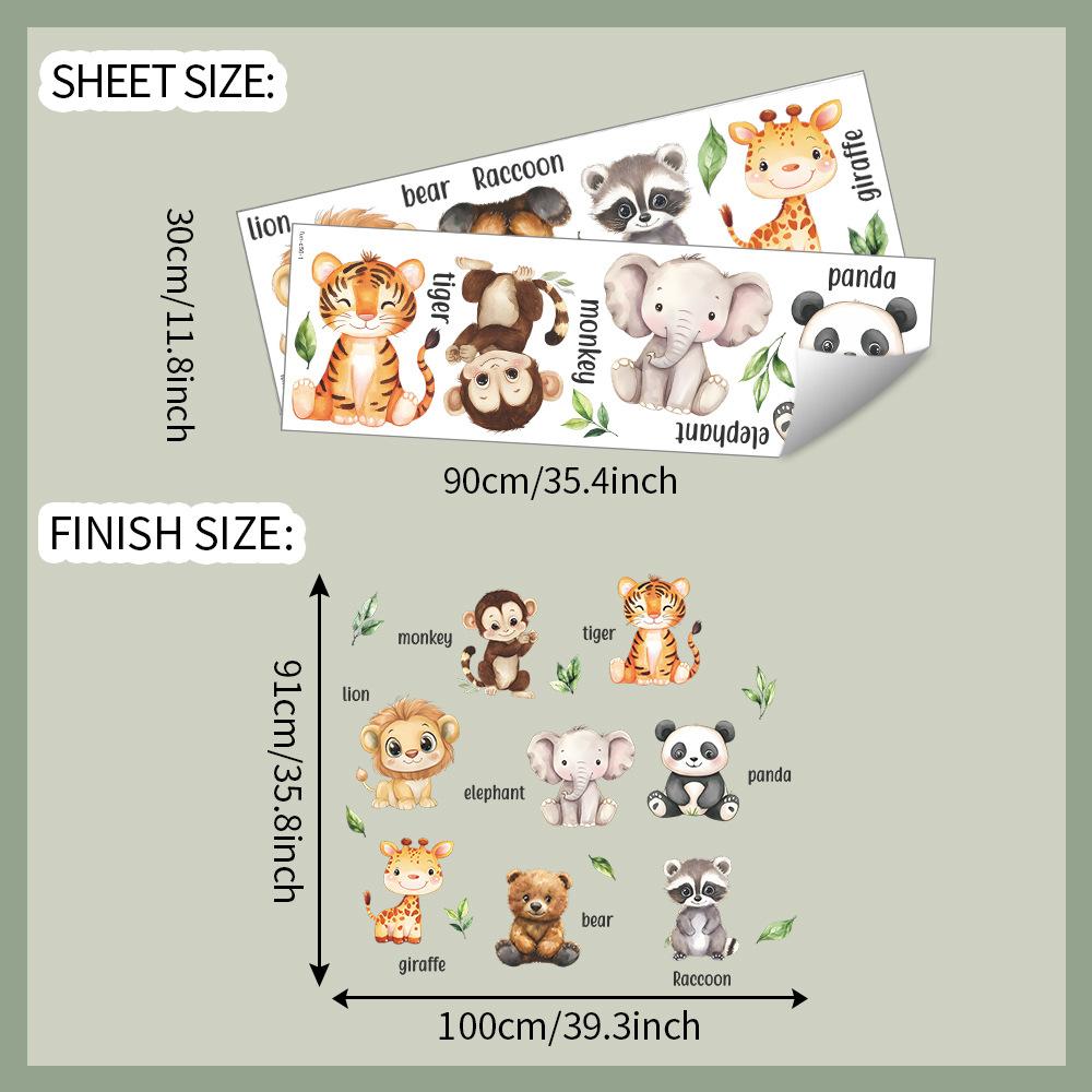 

Мультяшные животные Комбинация английских слов Спальня Кабинет Фоновая стена Украшающие наклейки